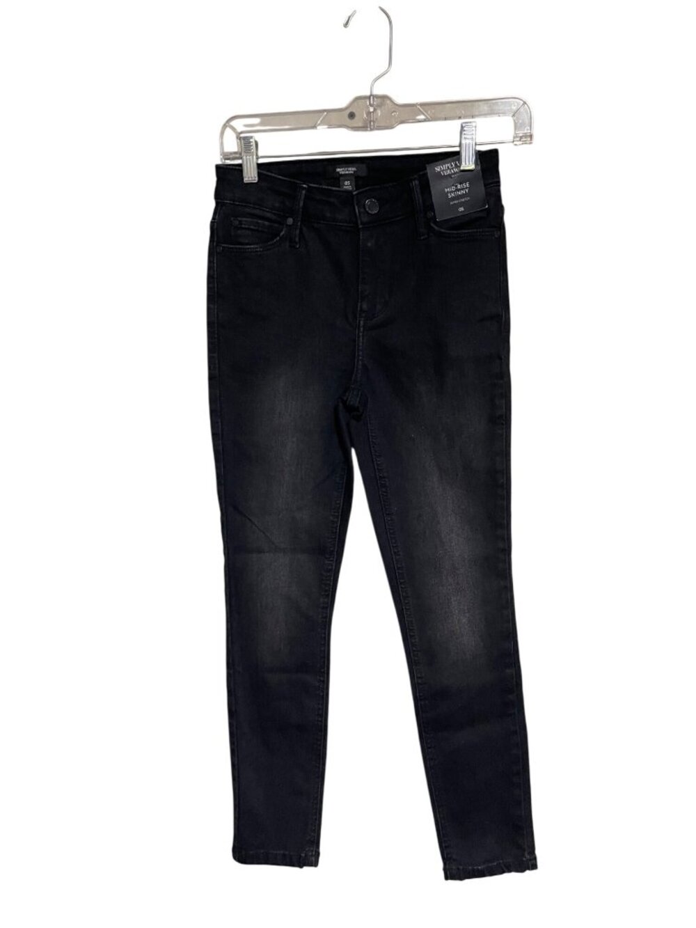 Simply Vera Vera Wang Womens Mid Rise Skinny Jeans Black Super Stretc O Short